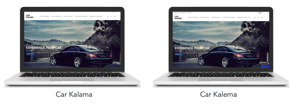 two laptops showing a car website