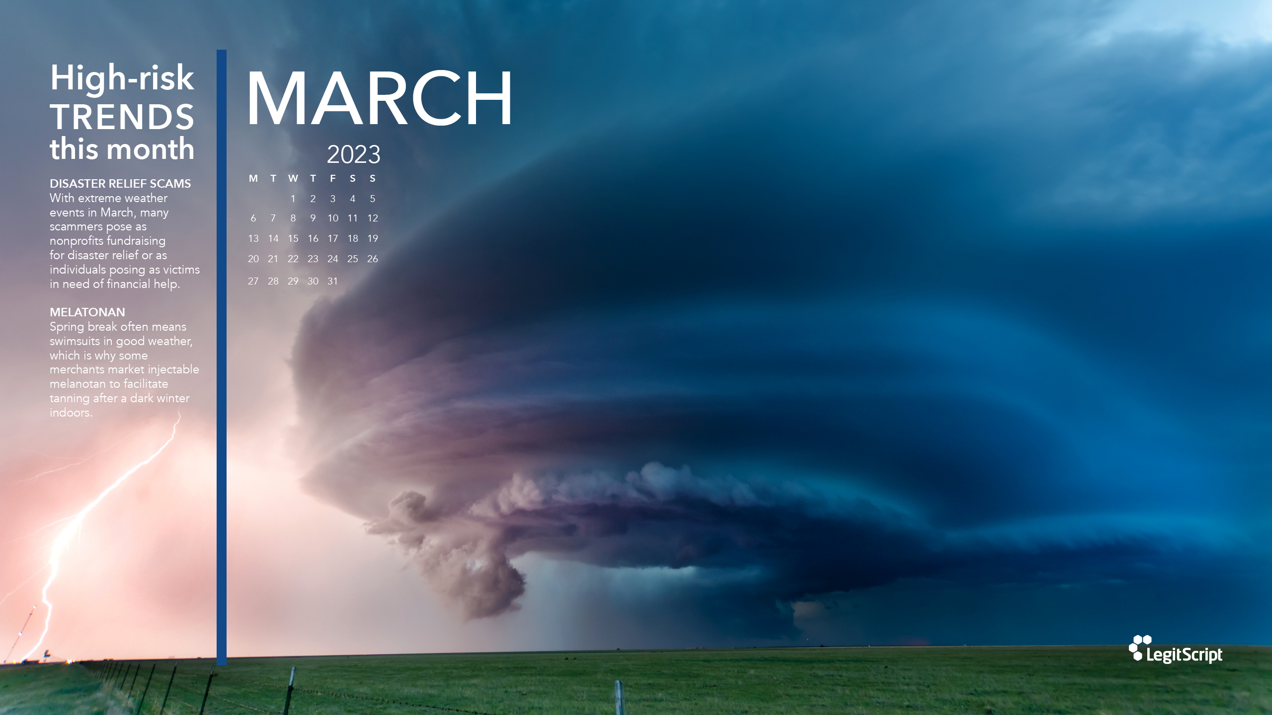 Seasonal High Risk Trends desktop background for March.