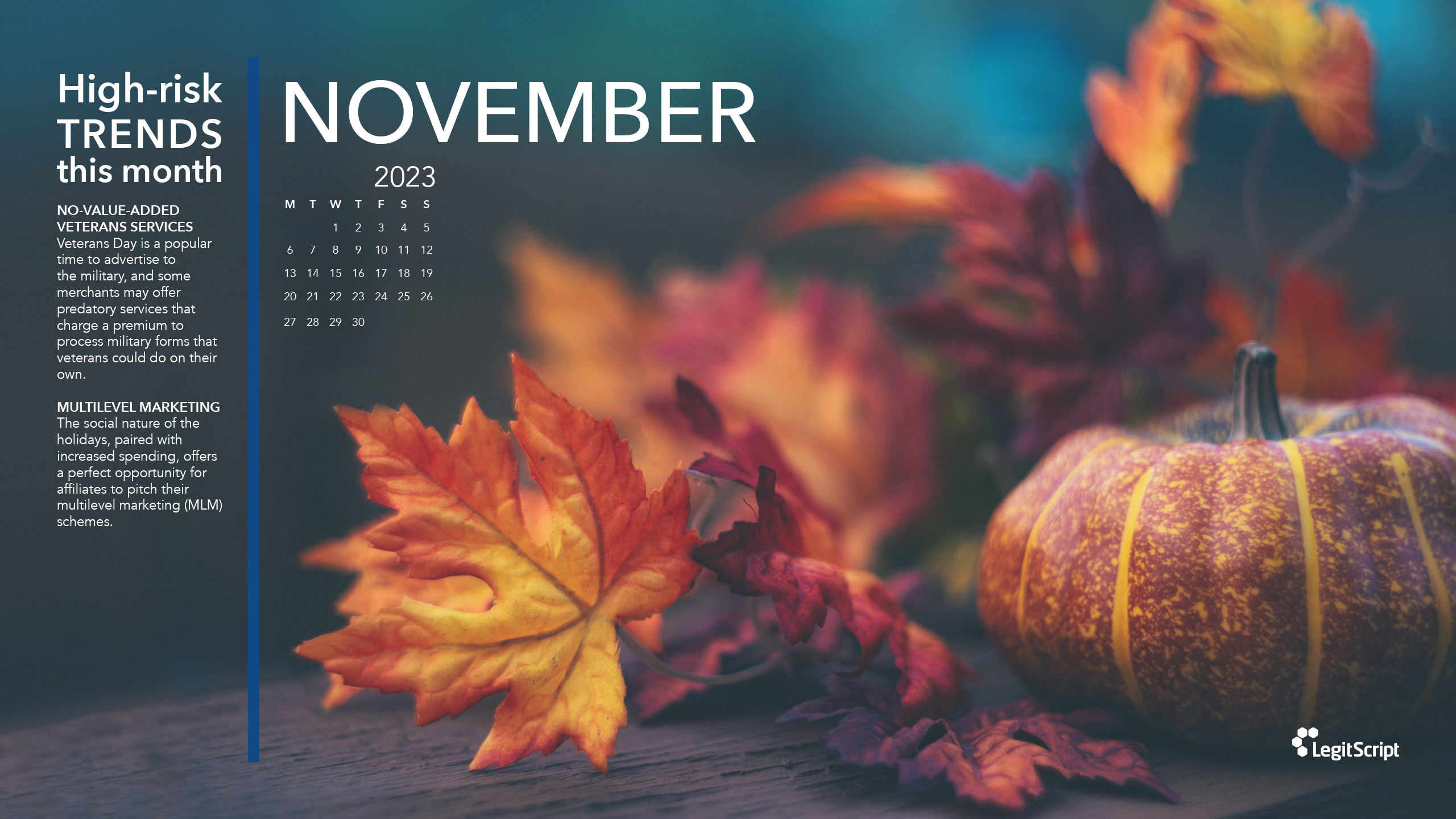 Seasonal High Risk Trends desktop background for November.