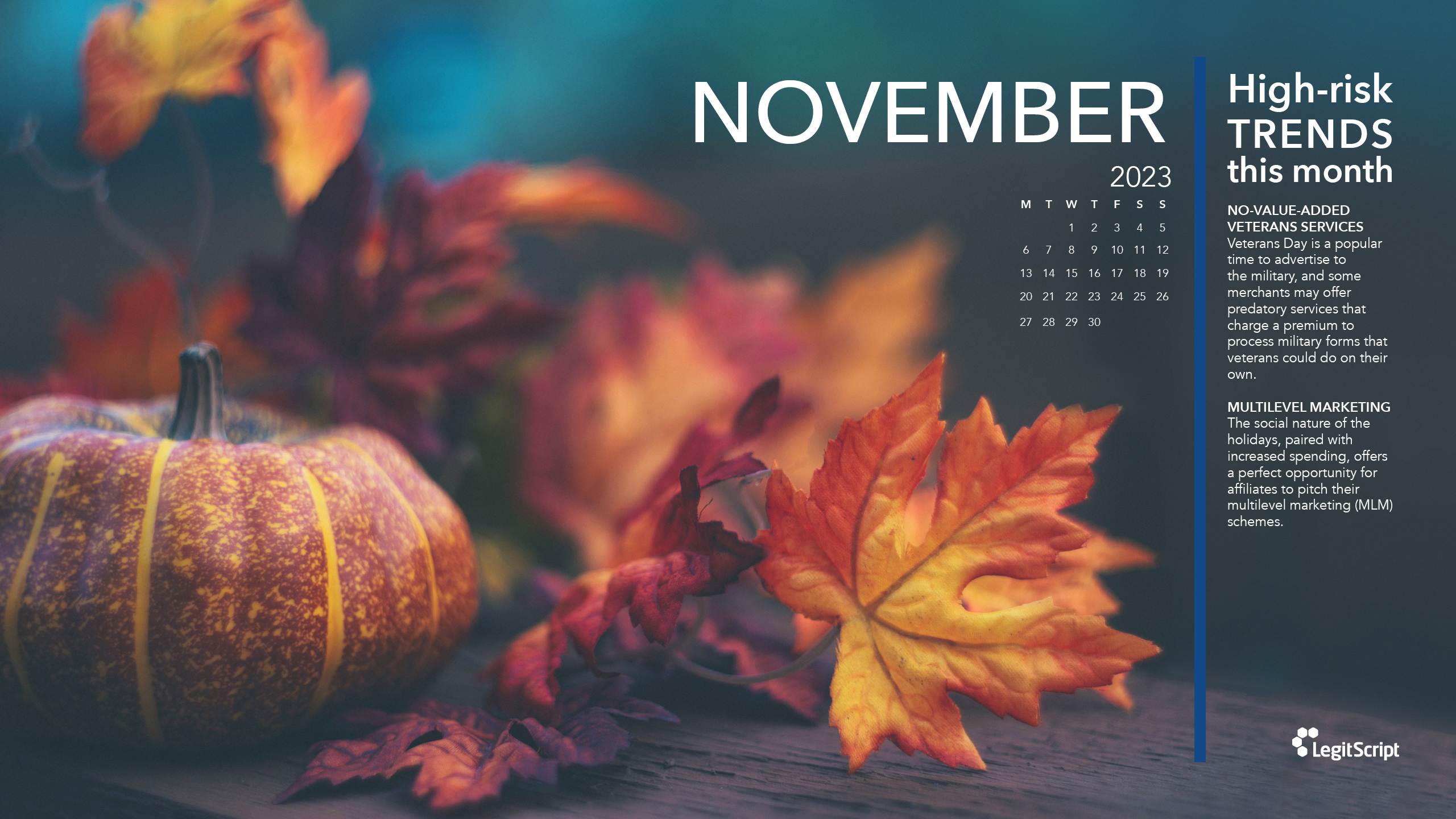 Seasonal High Risk Trends desktop background for November 2.