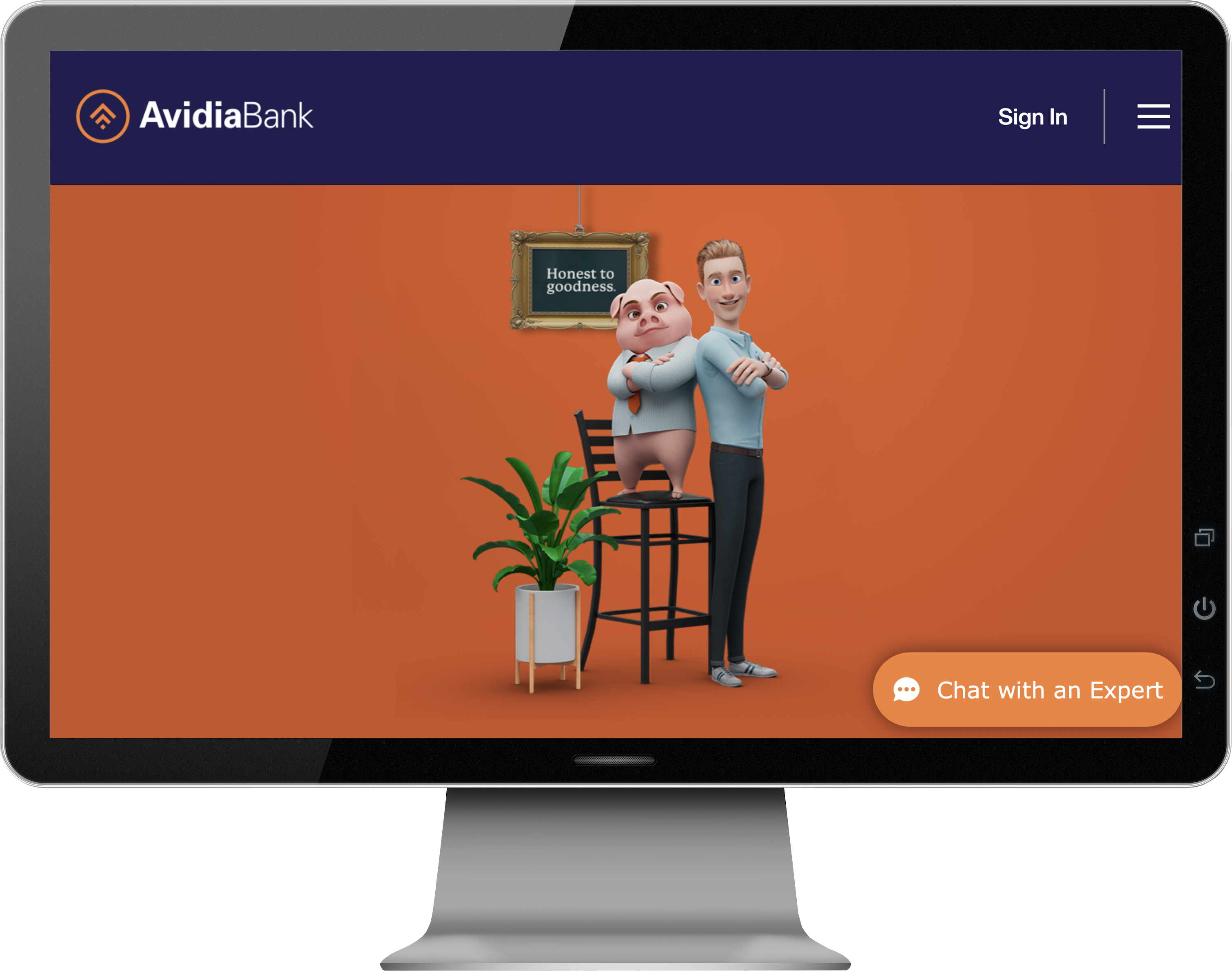 Avidia Bank website on a computer monitor.