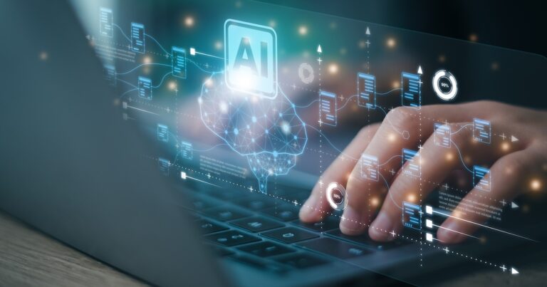 AI or Artificial intelligence concept. Businessman using computer use ai to help business and used in daily life, Digital Transformation, Internet of Things, Artificial intelligence brain, ChatGPT,