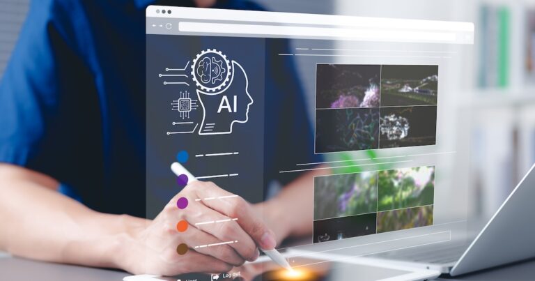AI image creation technology. Person using digital pen and tablet to AI software to generate images, screen visual, AI Prompt, Image generated by artificial intelligence. photo, creativity art picture