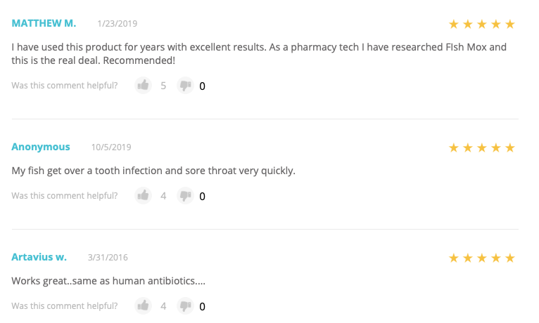 Online reviews of fish antibiotics